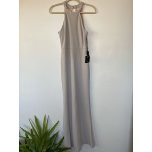 Lulu’s Grey Maxi Lace Halter Bridesmaid wedding